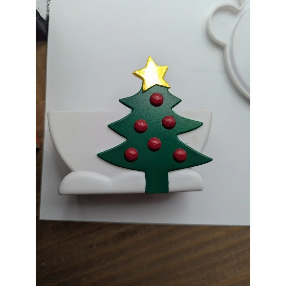 Vtg Set of 4 Plastic Snowman Christmas Coasters with Holder Holiday Decor‎